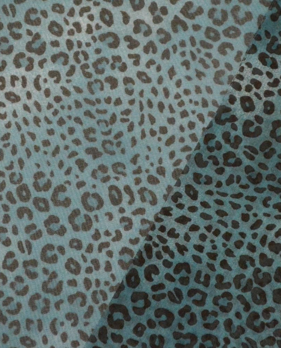 Ткань Шифон Набивной 0691 цвет голубой леопардовый картинка 2