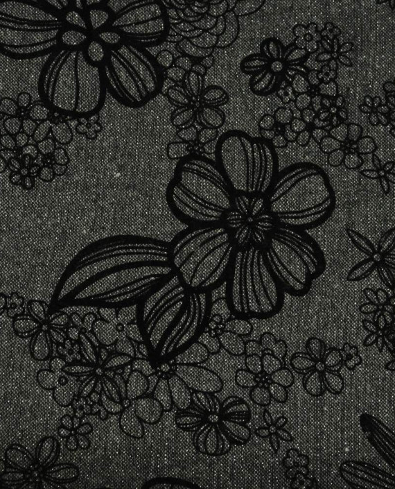 Ткань Костюмная 0721 цвет серый цветочный картинка
