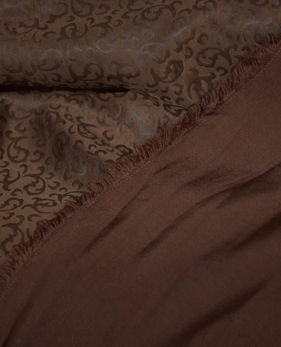 Ткань Атлас Жаккардовый 0752 цвет коричневый абстрактный картинка 1