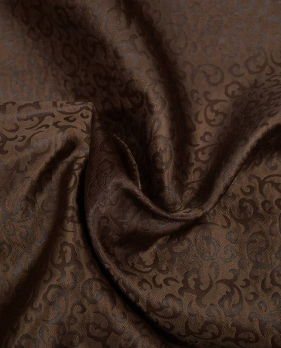 Ткань Атлас Жаккардовый 0752 цвет коричневый абстрактный картинка