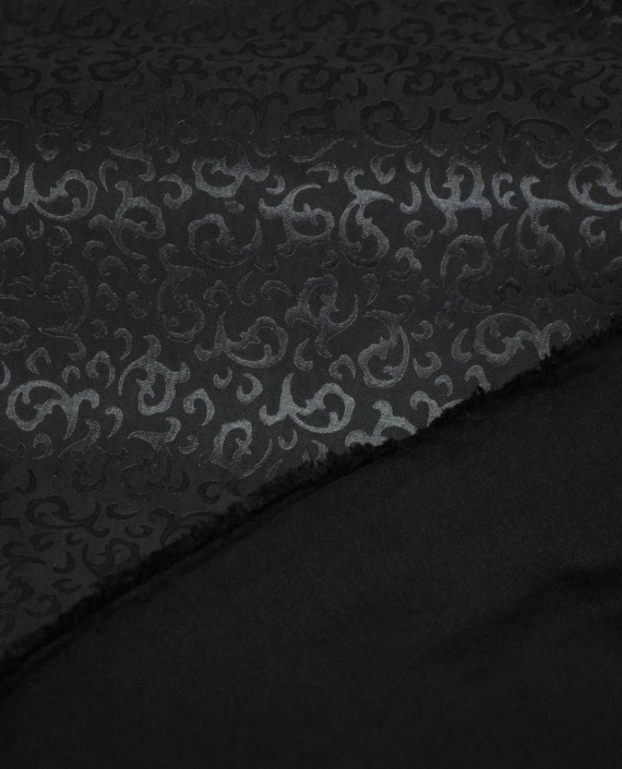 Ткань Атлас Жаккардовый 0749 цвет черный абстрактный картинка 1