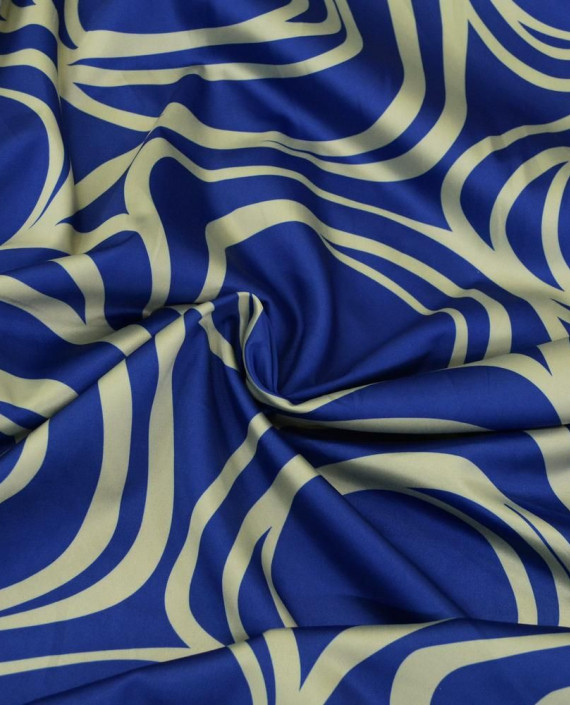Ткань Плательная Полиэстер 0768 цвет синий геометрический картинка