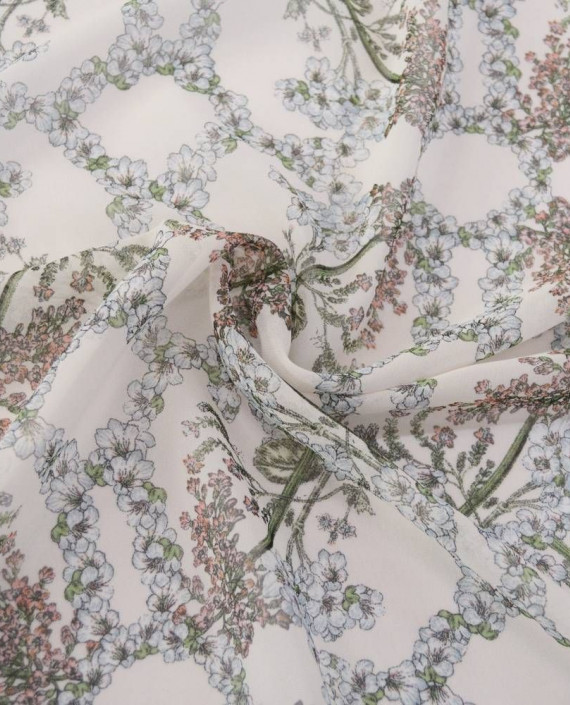 Ткань Креп Шифон Принт Купон 80 см 0788 цвет айвори цветочный картинка