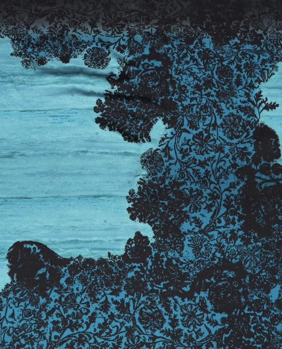 Ткань Плательная Принтованная Купон 0820 цвет голубой цветочный картинка