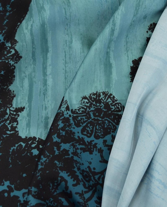 Ткань Плательная Принтованная Купон 0820 цвет голубой цветочный картинка 1