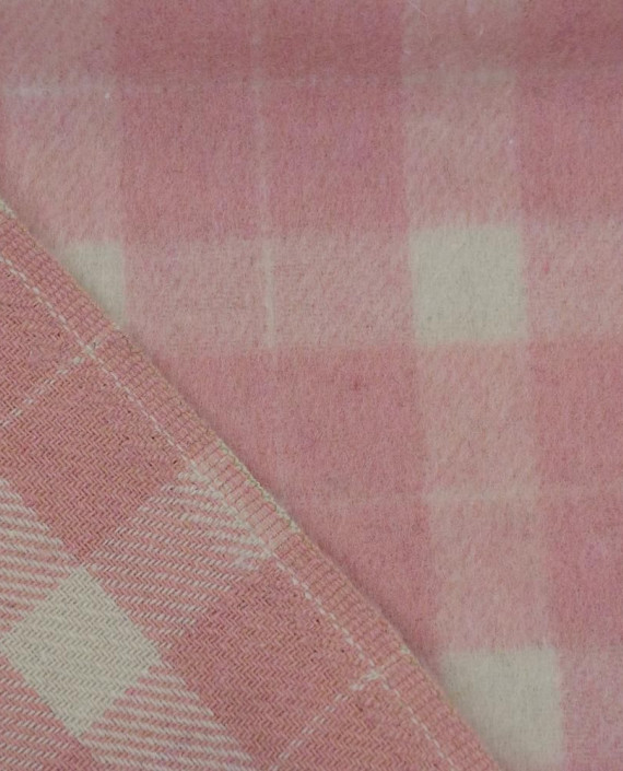Ткань Пальтовая Полиэстер 0930 цвет розовый клетка картинка 1
