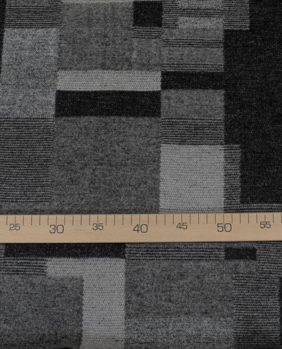 Ткань Пальтовая Полиэстер 0933 цвет серый геометрический картинка 2
