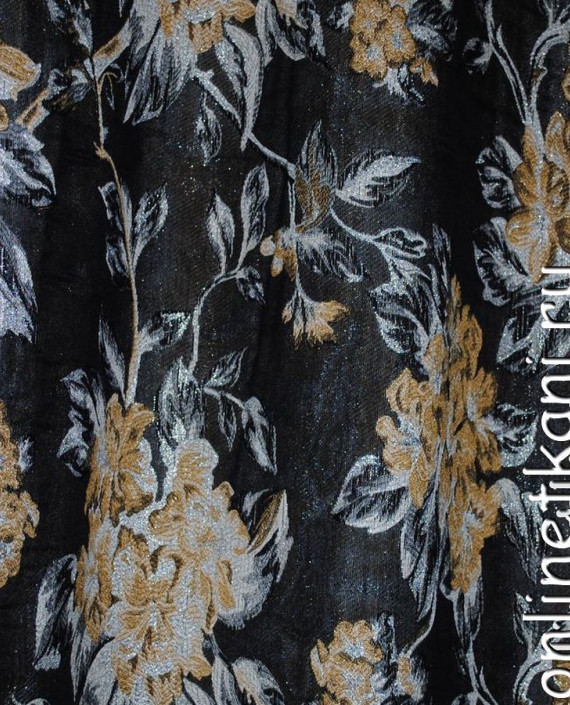 Ткань Портьерная "Мечта герцогини" 0101008 цвет черный цветочный картинка
