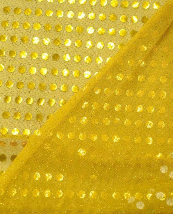 Сетка с пайетками 065 цвет желтый в горошек картинка 2
