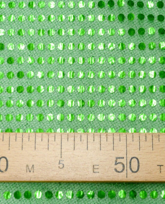 Сетка с пайетками 067 цвет зеленый в горошек картинка 2