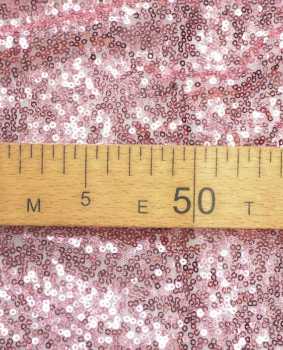 Ткань Сетка с пайетками 095 цвет розовый картинка 2