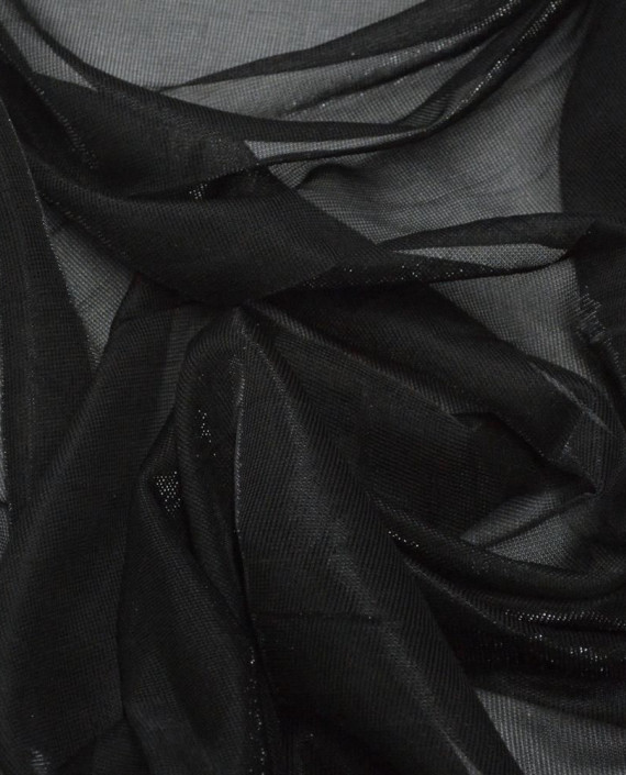 Ткань Сетка с блестками 101 цвет черный картинка