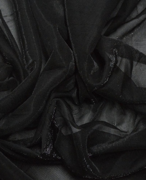 Ткань Сетка с блестками 101 цвет черный картинка 2