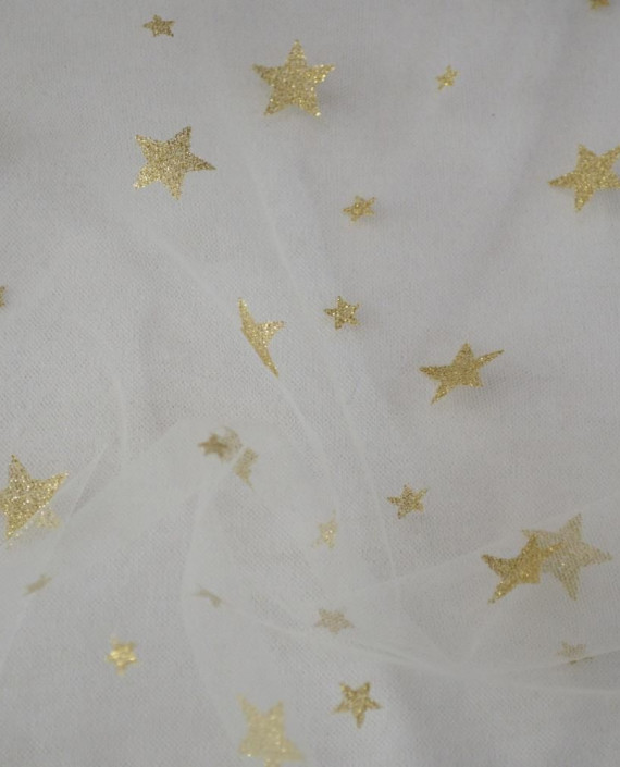 Ткань Сетка со звездами 143 цвет белый геометрический картинка