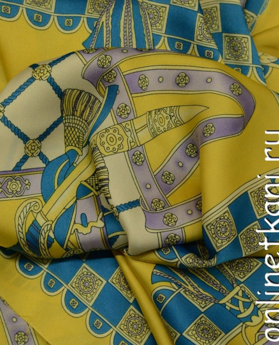 Ткань Шелк Атлас Принт "Желтый платок"  картинка 1