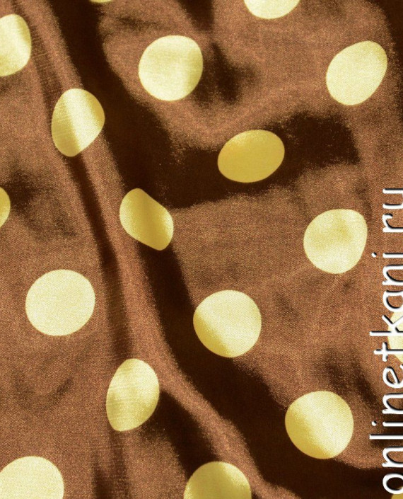 Ткань Атлас Принт 051 цвет коричневый в горошек картинка
