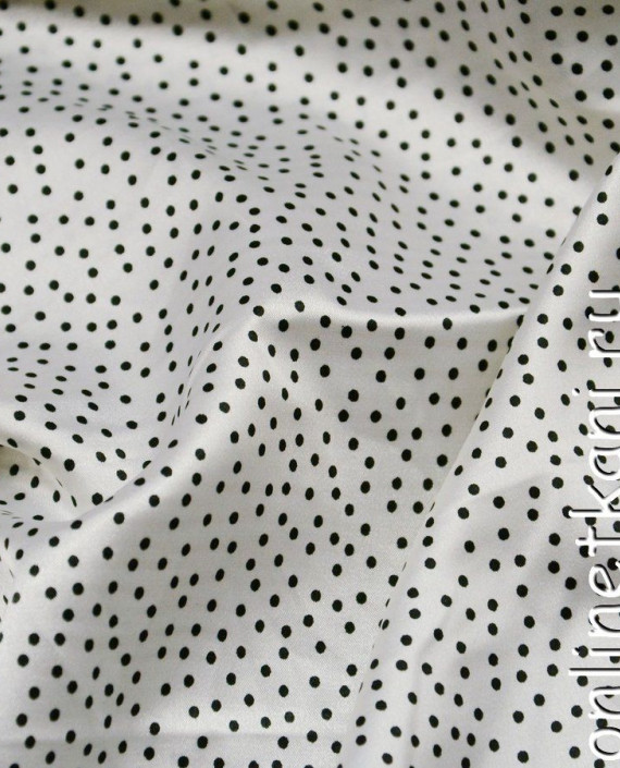 Ткань Атлас Принт 061 цвет белый в горошек картинка