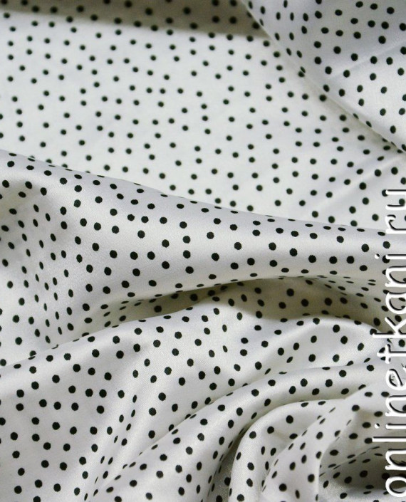 Ткань Атлас Принт 061 цвет белый в горошек картинка 2