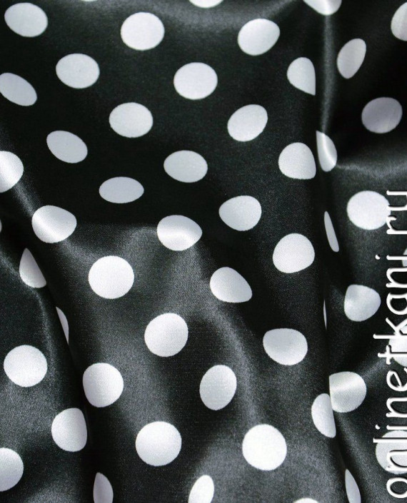 Ткань Атлас Принт 068 цвет черный в горошек картинка