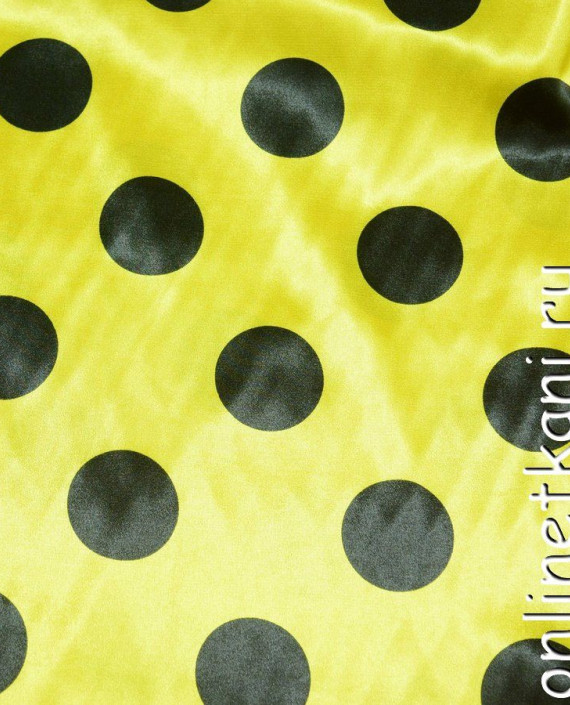 Ткань Атлас Принт 078 цвет желтый в горошек картинка 2