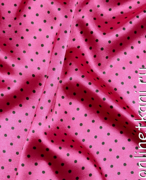 Ткань Атлас Принт 085 цвет розовый в горошек картинка