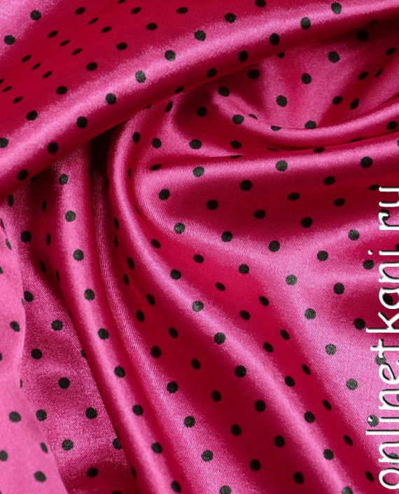 Ткань Атлас Принт 085 цвет розовый в горошек картинка 1