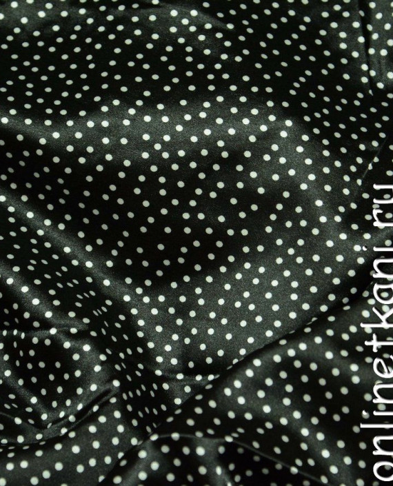 Ткань Атлас Принт 091 цвет черный в горошек картинка