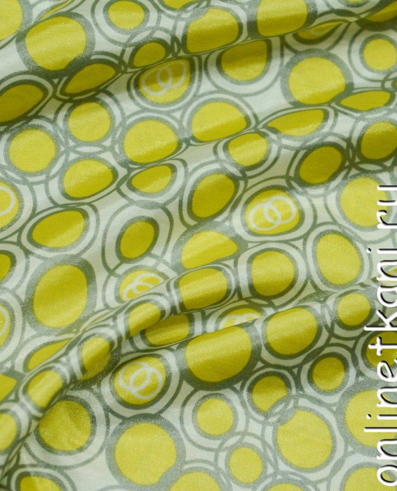 Ткань Атлас Принт 096 цвет желтый геометрический картинка