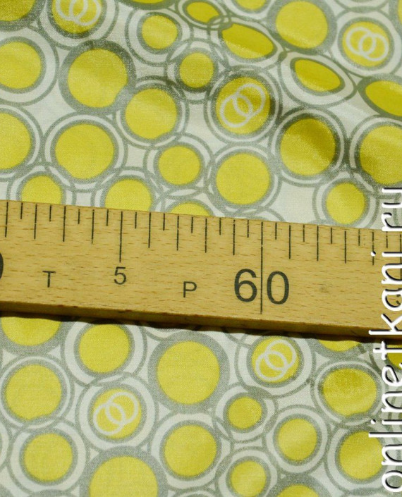 Ткань Атлас Принт 096 цвет желтый геометрический картинка 2
