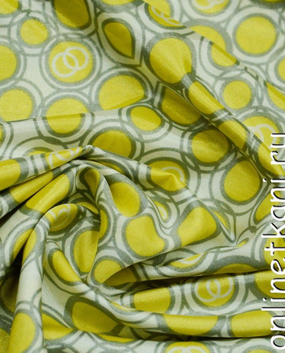 Ткань Атлас Принт 096 цвет желтый геометрический картинка 1