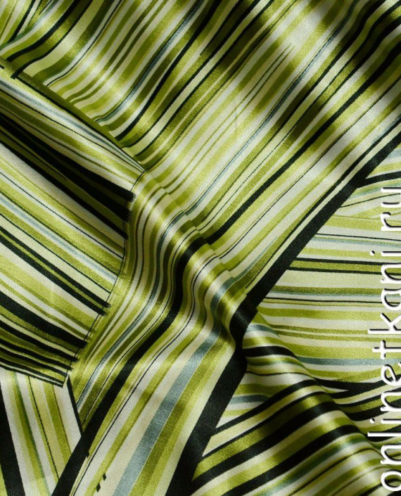 Ткань Атлас Принт 099 цвет зеленый в полоску картинка