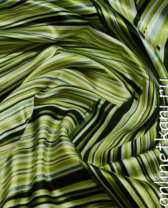 Ткань Атлас Принт 099 цвет зеленый в полоску картинка 2