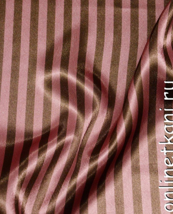 Ткань Атлас Принт 101 цвет коричневый в полоску картинка