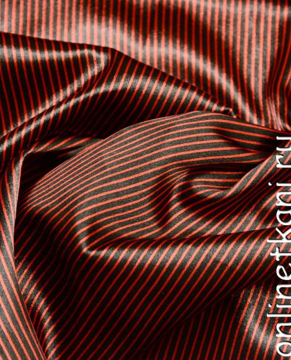 Ткань Атлас Принт 102 цвет коричневый в полоску картинка 1