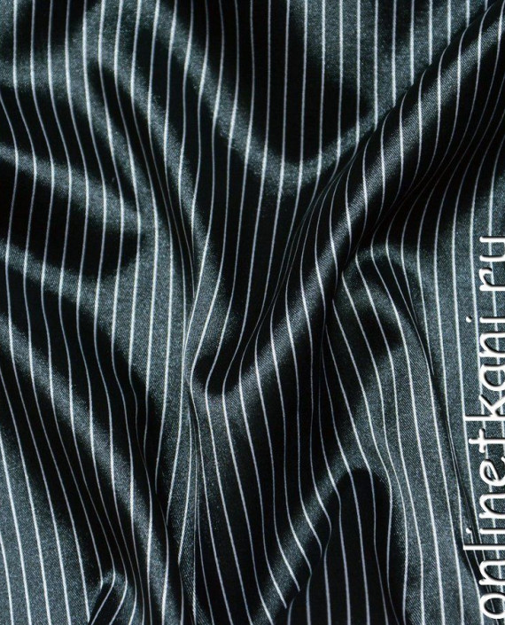Ткань Атлас Принт 103 цвет черный в полоску картинка
