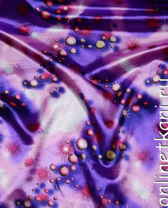 Ткань Атлас Принт 105 цвет фиолетовый абстрактный картинка