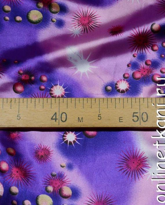 Ткань Атлас Принт 105 цвет фиолетовый абстрактный картинка 1