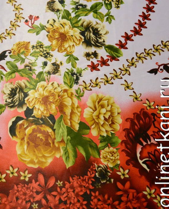 Ткань Атлас Принт 110 цвет разноцветный цветочный картинка