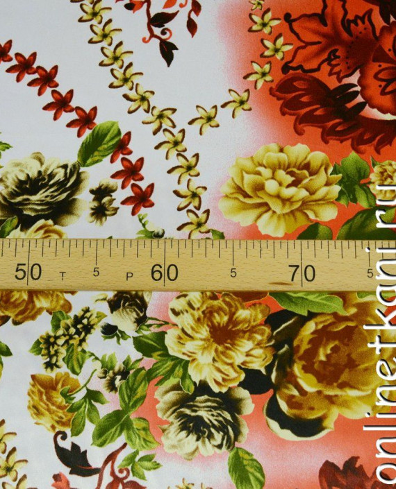 Ткань Атлас Принт 110 цвет разноцветный цветочный картинка 2