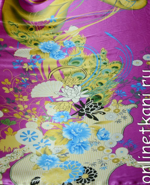 Ткань Атлас Принт 111 цвет разноцветный цветочный картинка 1
