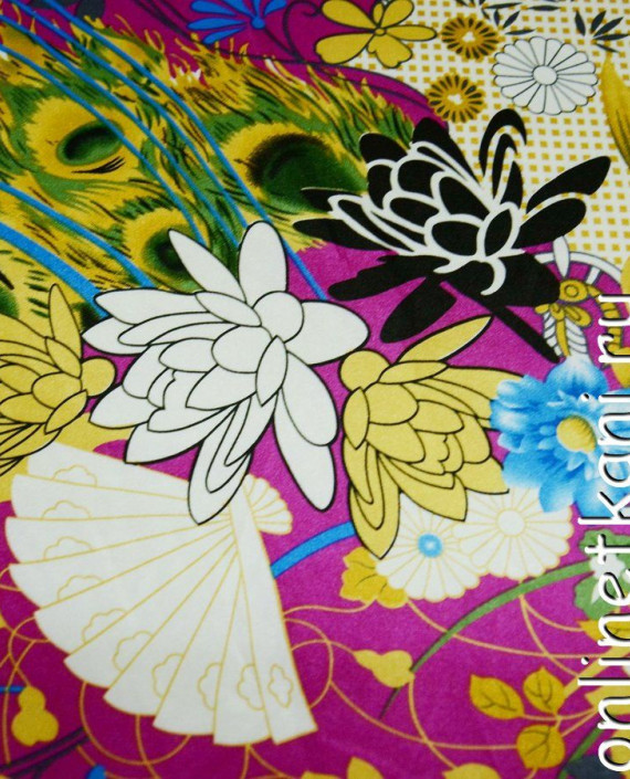 Ткань Атлас Принт 111 цвет разноцветный цветочный картинка