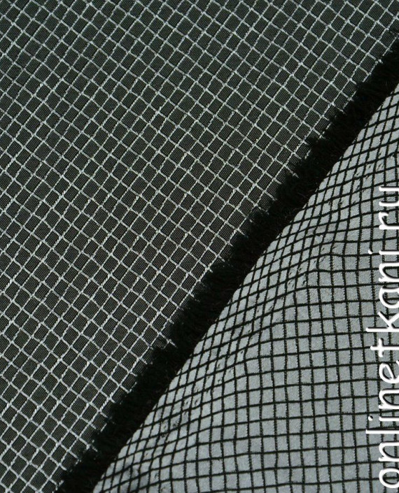 Ткань Атлас Принт 116 цвет черный в клетку картинка 2