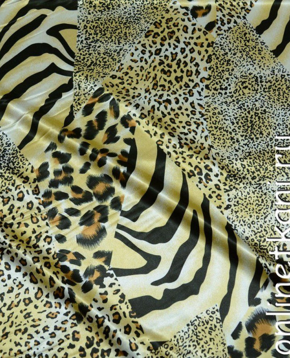Ткань Атлас Принт 118 цвет бежевый леопардовый картинка