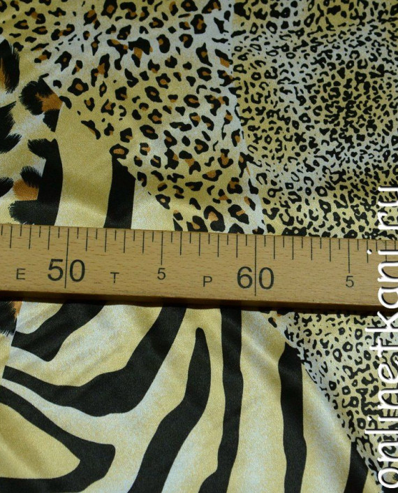 Ткань Атлас Принт 118 цвет бежевый леопардовый картинка 2