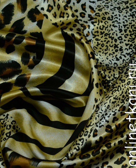 Ткань Атлас Принт 118 цвет бежевый леопардовый картинка 1