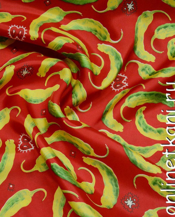 Ткань Атлас Принт 130 цвет красный абстрактный картинка 1