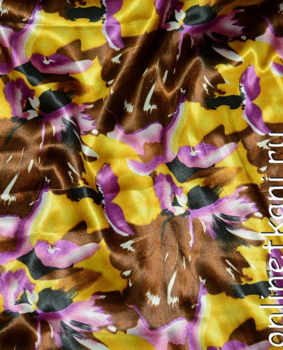 Ткань Атлас Принт 135 цвет разноцветный цветочный картинка