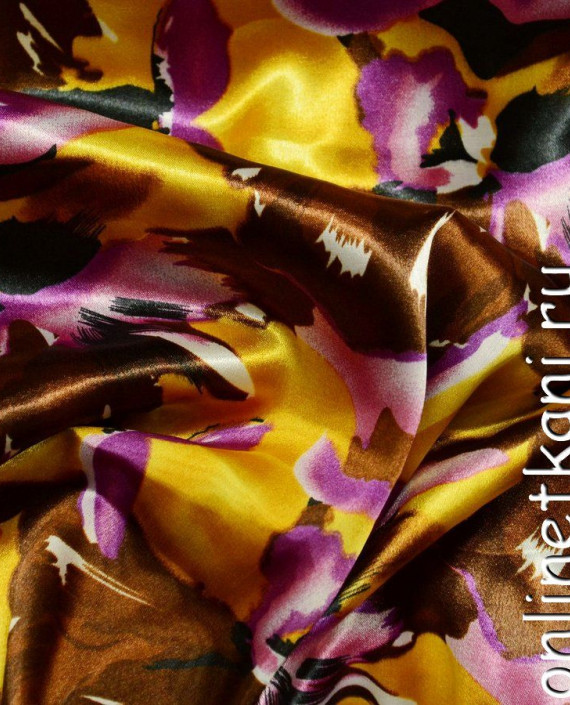Ткань Атлас Принт 135 цвет разноцветный цветочный картинка 2