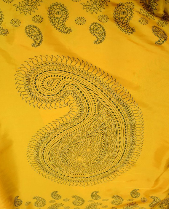 Ткань Атлас Принт 139 цвет желтый абстрактный картинка 1