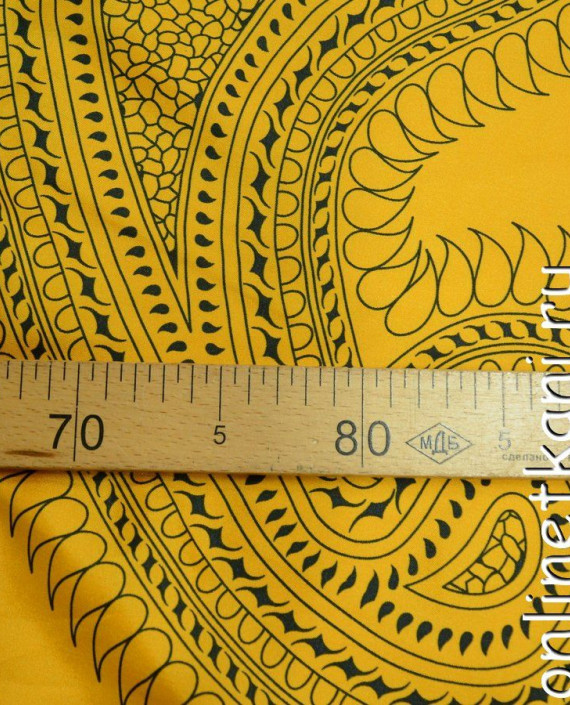 Ткань Атлас Принт 139 цвет желтый абстрактный картинка 2